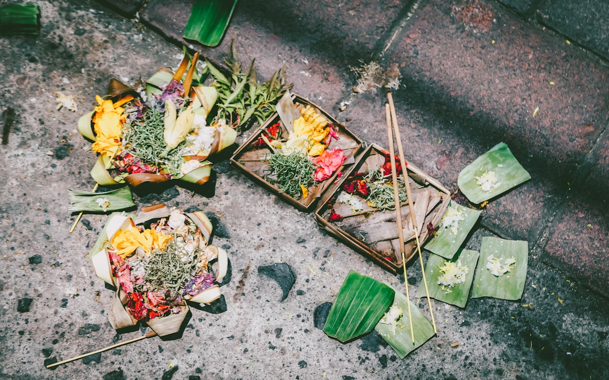 A bunch of food that is laying on the ground