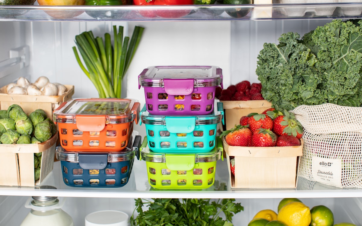 Green and pink plastic container