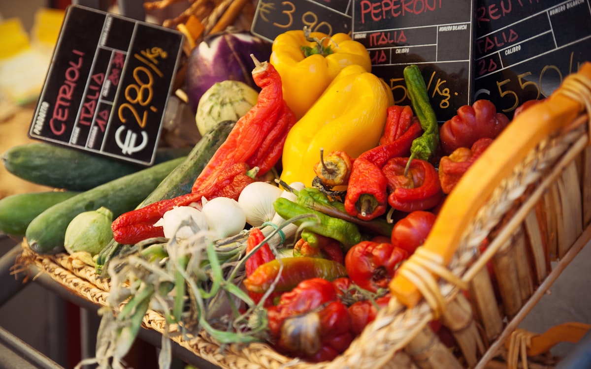 Assorted-variety vegetables inside basket